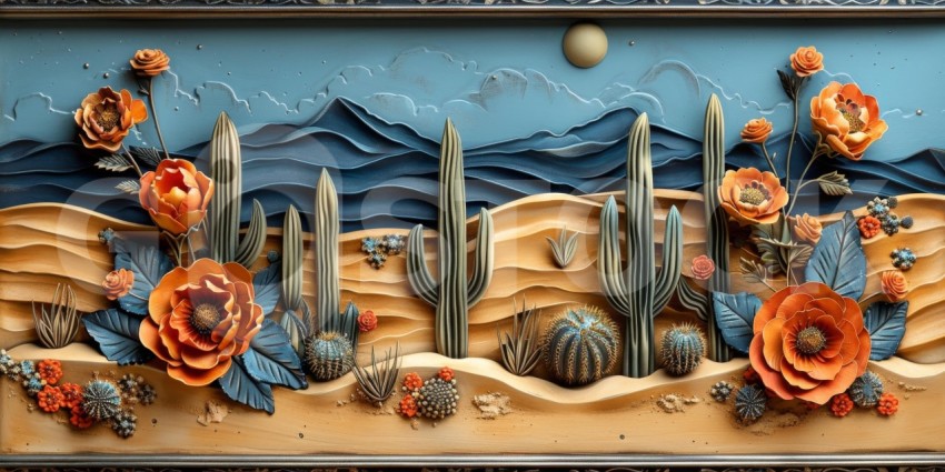 Desert Landscape Mosaic Art
