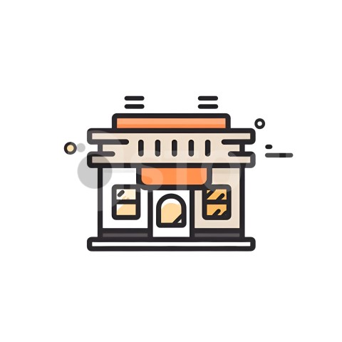Store icon in flat style. Shop vector illustration on white isol